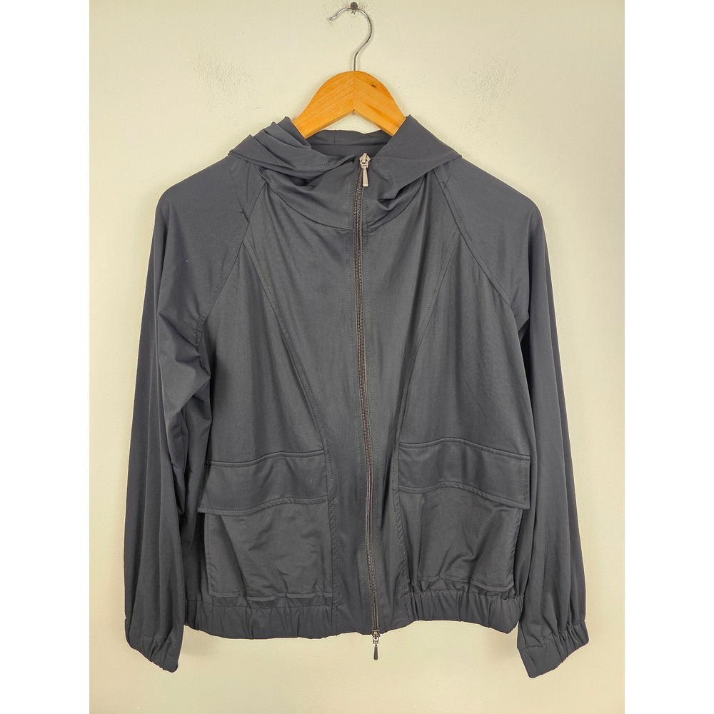 Lisa Bayne Women's Black Hooded Zip Up Jacket Lightweight Athletic‎ Size XS